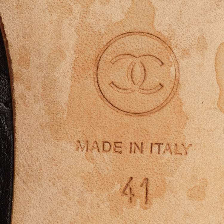 Pre Owned Chanel CC Size 41 Black/Gold Leather Ankle Length Boots