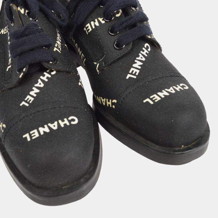 Pre Owned Chanel Sneakers Shoes Black Canvas 36