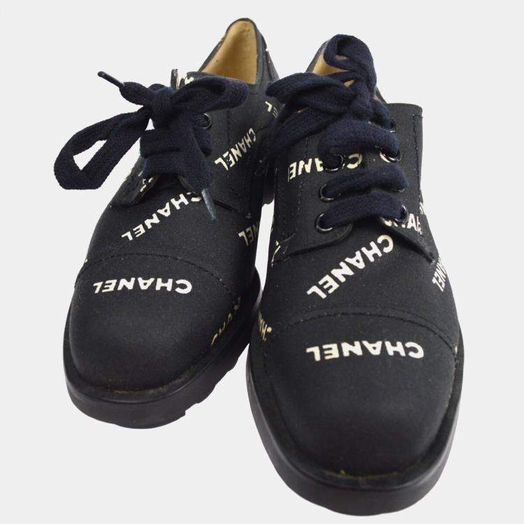 Pre Owned Chanel Sneakers Shoes Black Canvas 36