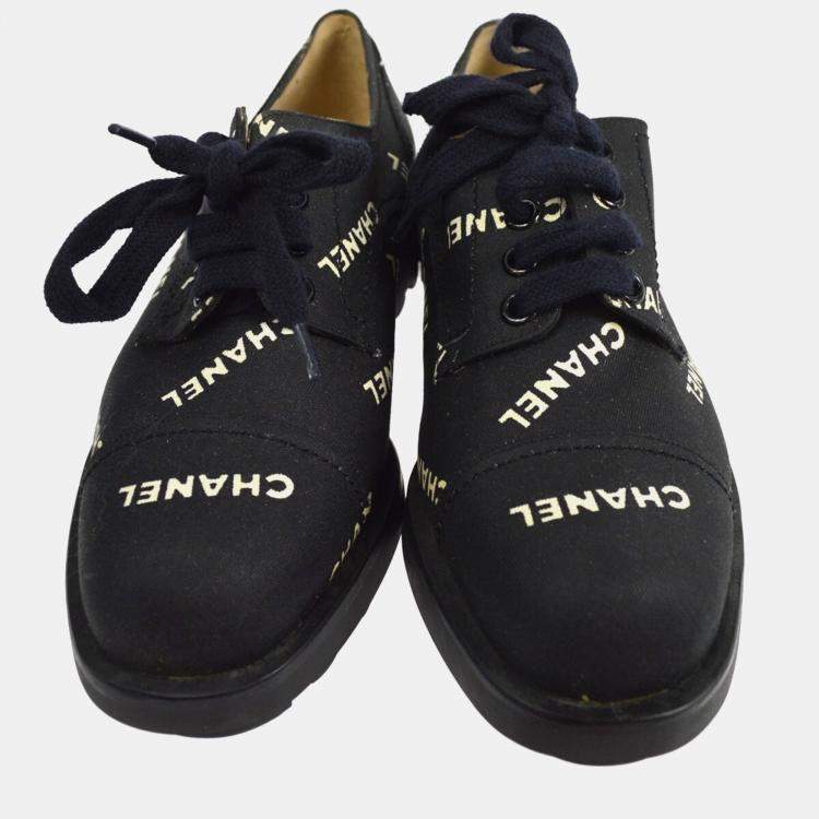 Pre Owned Chanel Sneakers Shoes Black Canvas 36