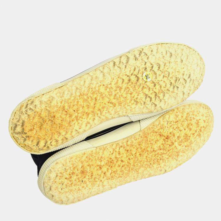 Pre Owned Chanel High Cut Sneakers String Shoes Black White #38