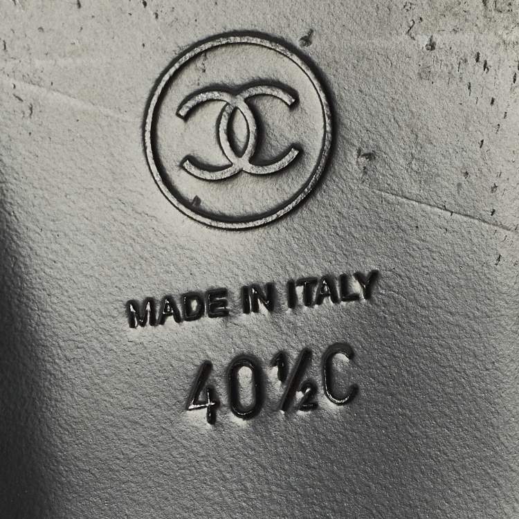 Pre Owned Chanel CC Size 40.5 Beige/Black Knit Fabric Ballet Flats