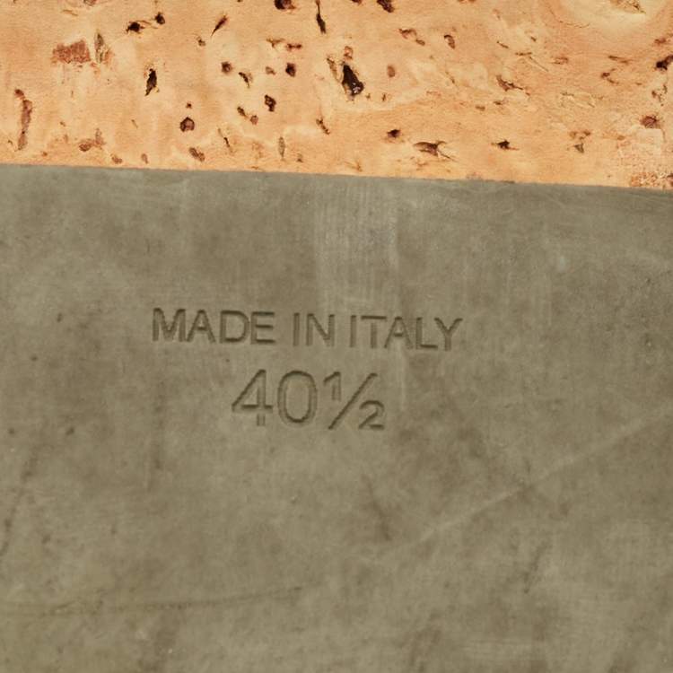 Pre Owned Chanel CC Size 40.5 Black/Light Blue Leather Cap Toe Cork Platform Mules