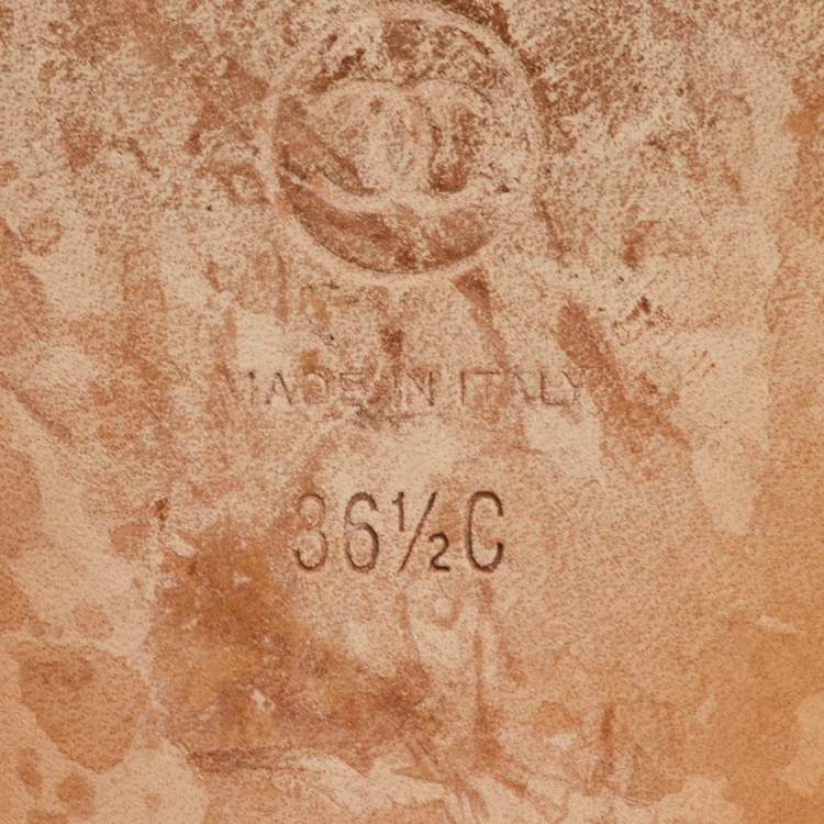 Pre Owned Chanel CC Size 36.5 Silver/Black Woven Coated Fabric Bow Cap Toe Ballet Flats