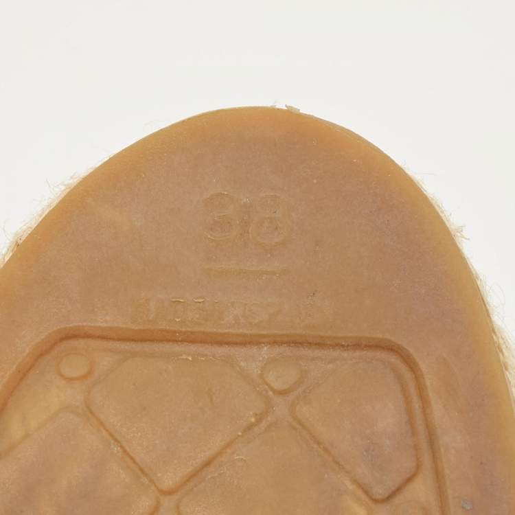 Pre Owned Chanel CC Size 38 Navy Blue/Grey Wool Cap Toe Espadrille Flats