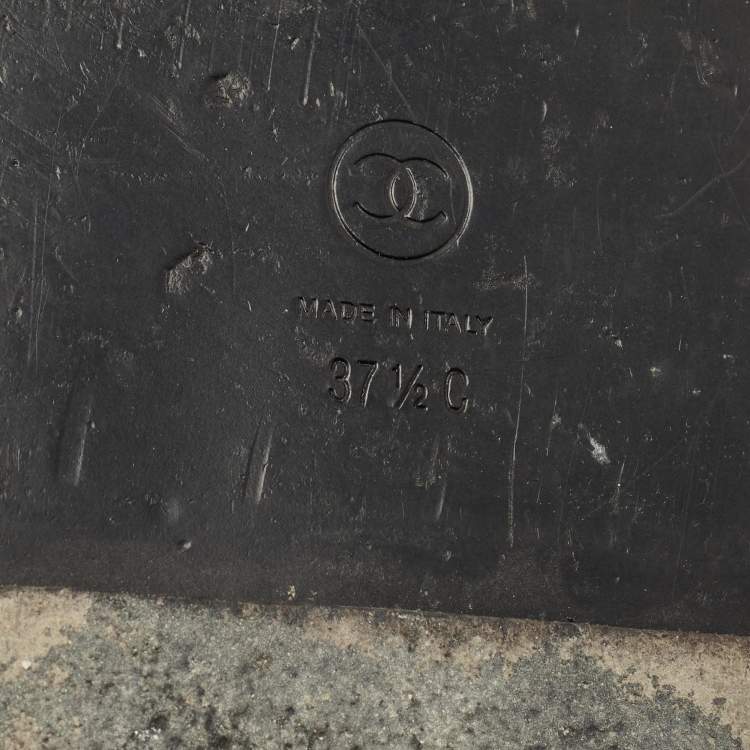 Pre Owned Chanel Dad Size 37.5 Black Tweed Slingback Sandals