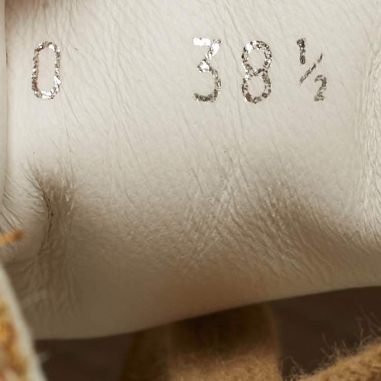 Pre Owned Chanel  Size 38.5 White/Gold Rubber And Tweed Fantasy High Top Sneakers