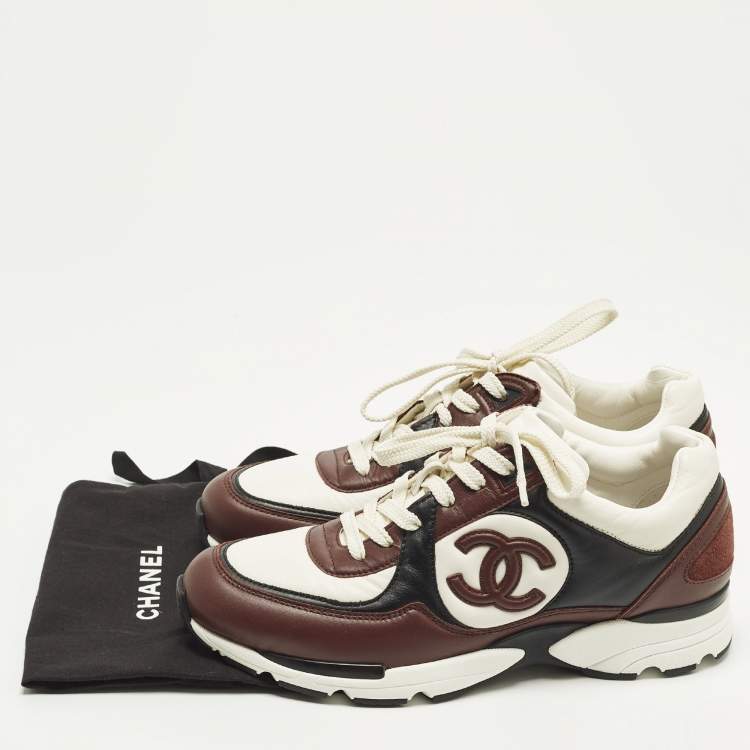 Pre Owned Chanel CC Size 39.5 Multicolor Leather and Suede Lace Up Sneakers