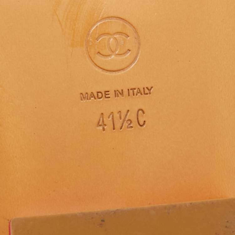 Pre Owned Chanel Size 41.5 Multicolor Tweed and Leather Chain Detail Slide Sandals 