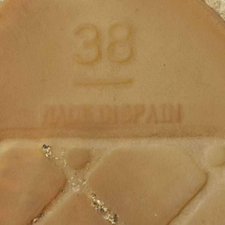 Pre Owned Chanel CC Size 38 Black Leather Cap Toe Espadrille Flats