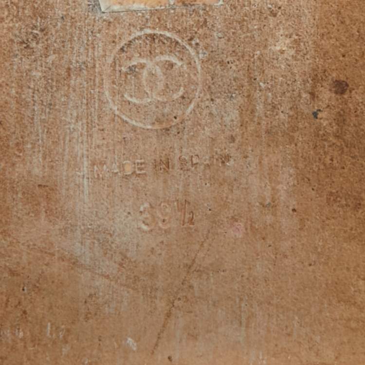 Pre Owned Chanel CC Size 39.5 Black Leather  CC Logo Espadrille Sandals