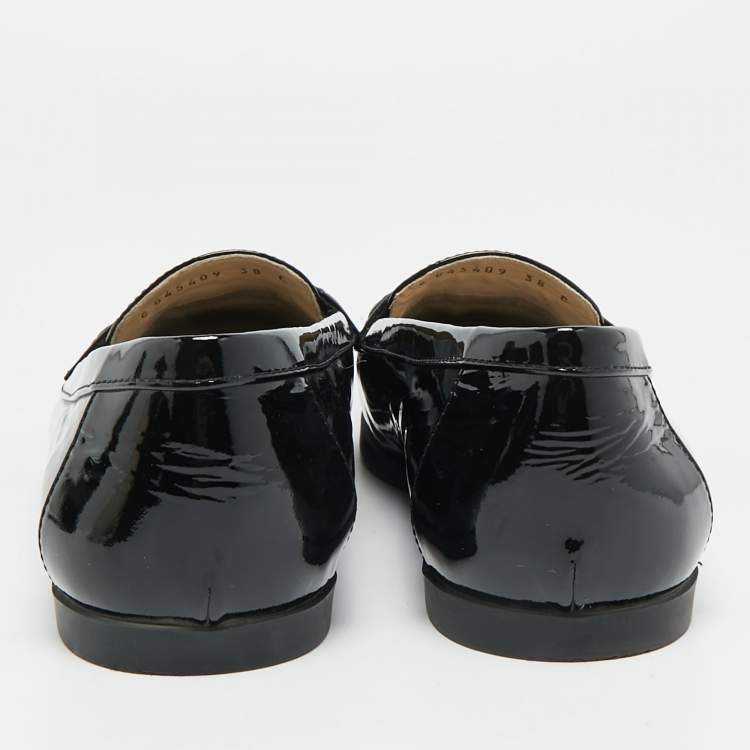 Pre Owned Chanel CC Size 38 Black Patent Leather Smoking Slippers