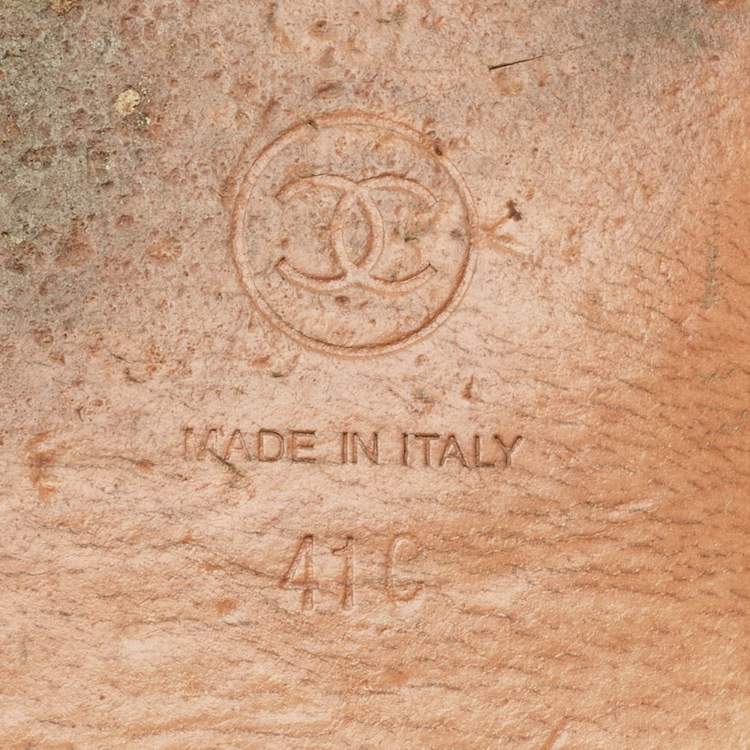 Pre Owned Chanel Size 41 Black Leather Braided Trim Crisscross CC Flat Slides