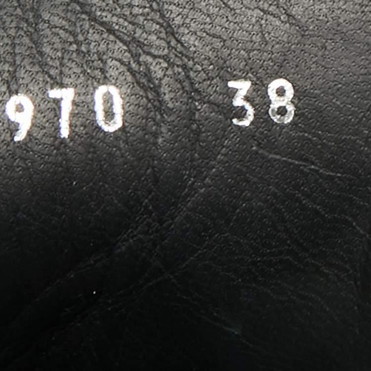 Pre Owned Chanel CC Size 38 Black Leather Lace Up Ankle Length Boots