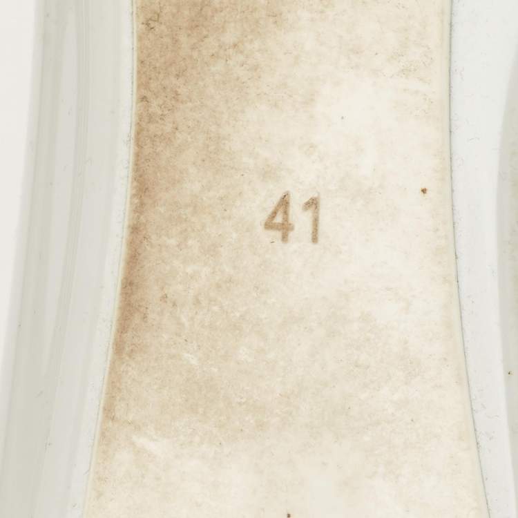 Pre Owned Chanel CC Size 41 Grey/White Leather and Rubber Ballet Flats