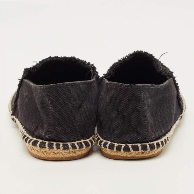 Pre Owned Chanel CC Interlocking Size 42 Black Canvas Espadrille Flats