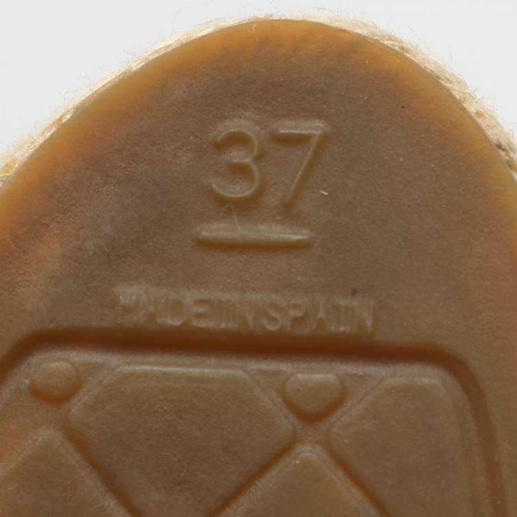 Pre Owned Chanel CC Pearl Logo Size 37 Beige/Black Suede Espadrille Flats 