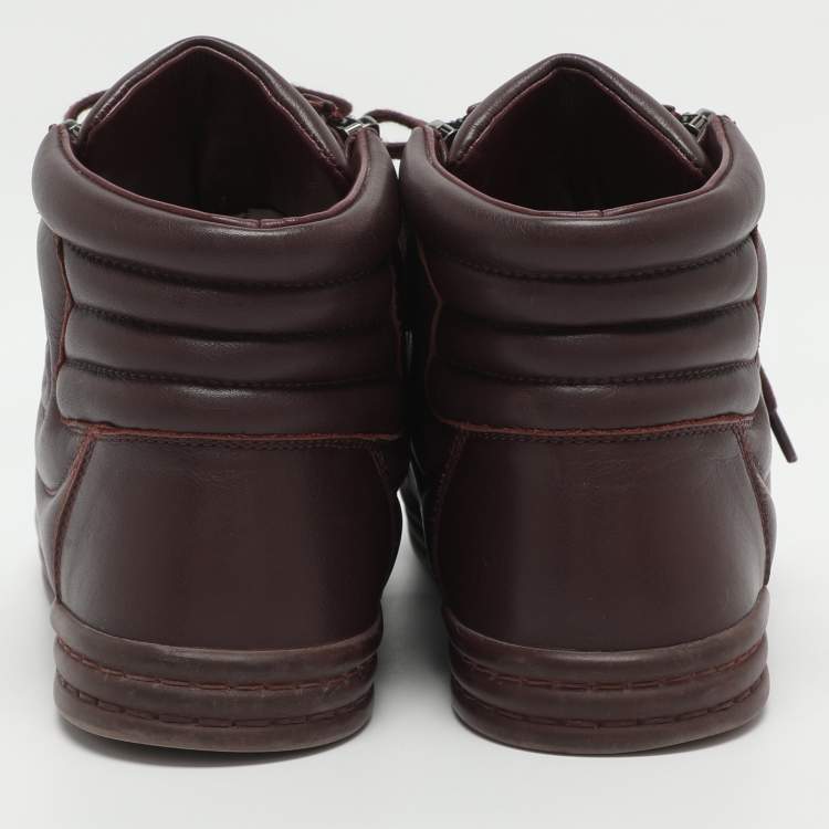 Pre Owned Chanel CC Size 39 Burgundy Leather High Top Sneakers