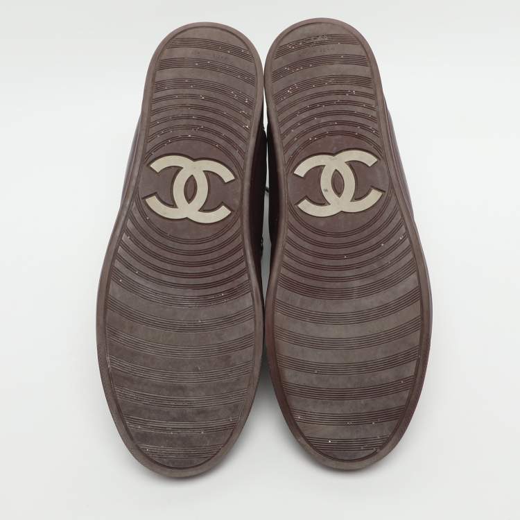 Pre Owned Chanel CC Size 39 Burgundy Leather High Top Sneakers