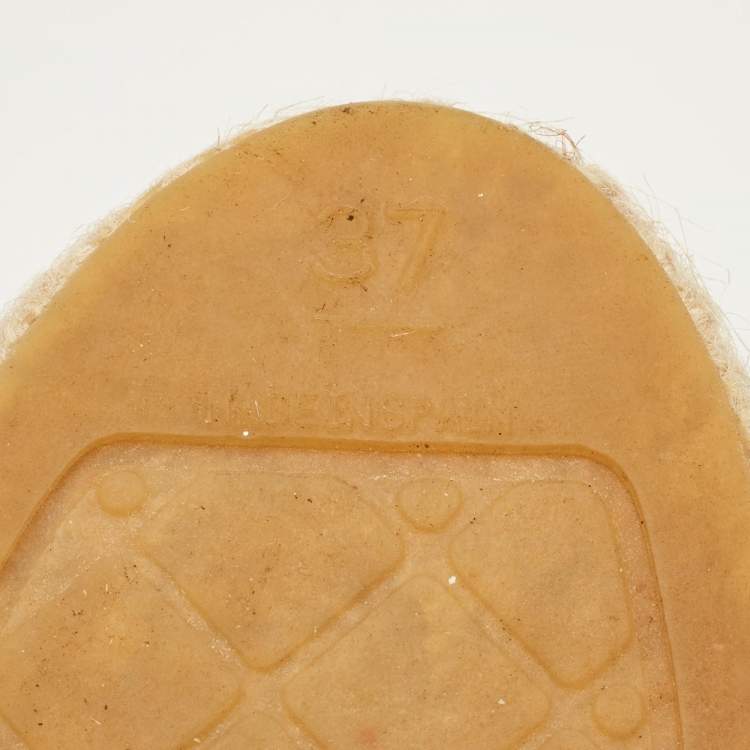 Pre Owned Chanel CC Size 37 Beige/Black Leather Espadrille Flats