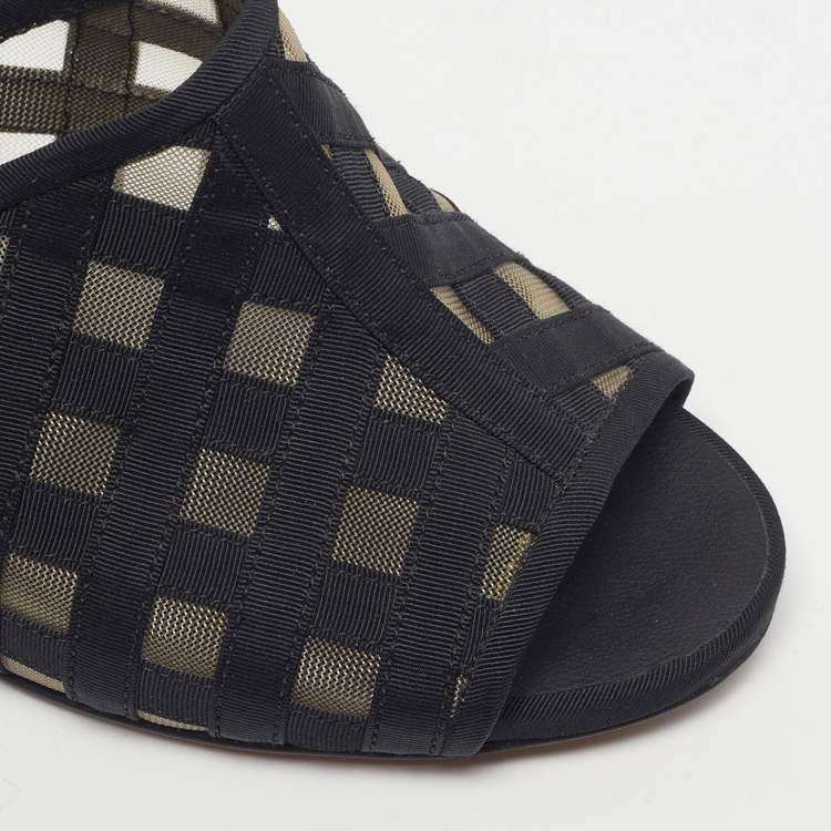 Pre Owned Chanel CC Size 37 Black Canvas and Grosgrain Mules