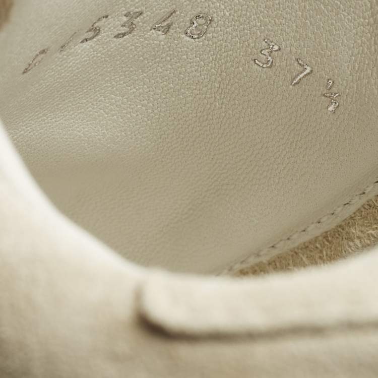 Pre Owned Chanel CC Size 37.5 Beige Suede Low Top Sneakers