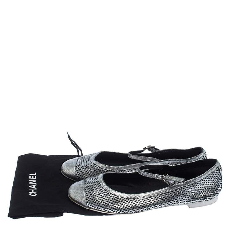 silver flats with ankle strap