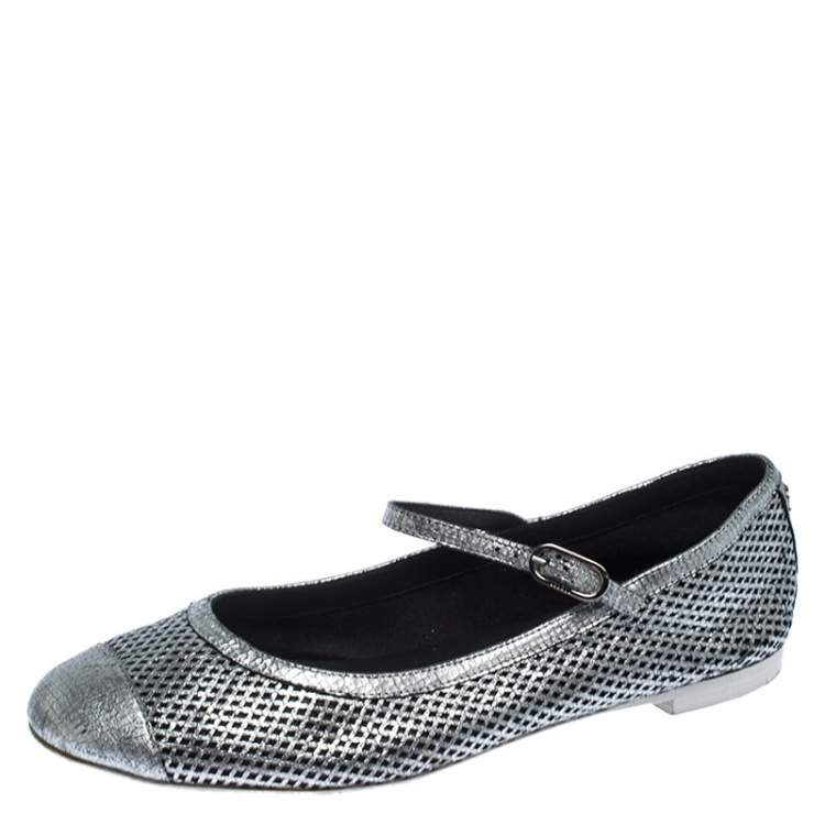 silver flats with ankle strap