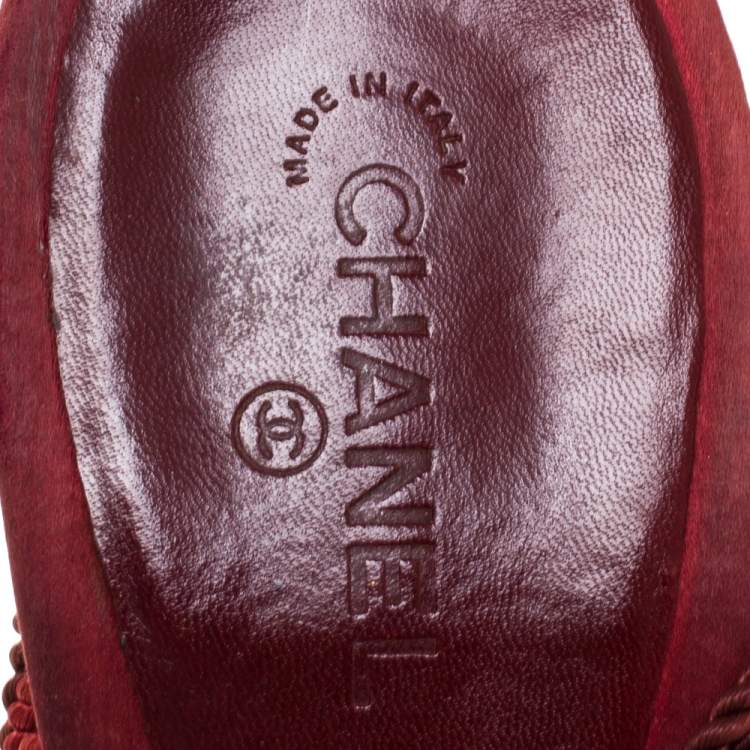 Pre Owned Chanel Two Tone Rope Metal Chain Embellished CC Tie Up Sandals Size 41