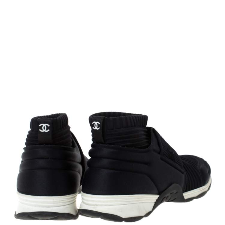 chanel stretch fabric sneakers