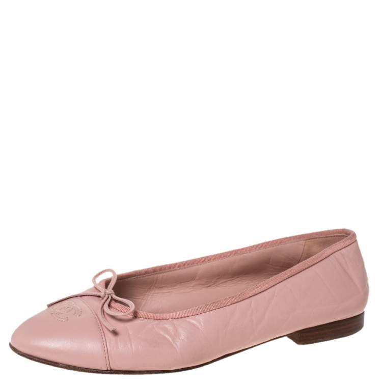 Chanel Pink Leather And Grosgrain Trim CC Bow Ballet Flats Size 40 Chanel |  The Luxury Closet