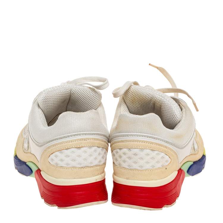 Pre Owned Chanel Multicolor Leather And Mesh CC Low Top Sneakers Size 37.5