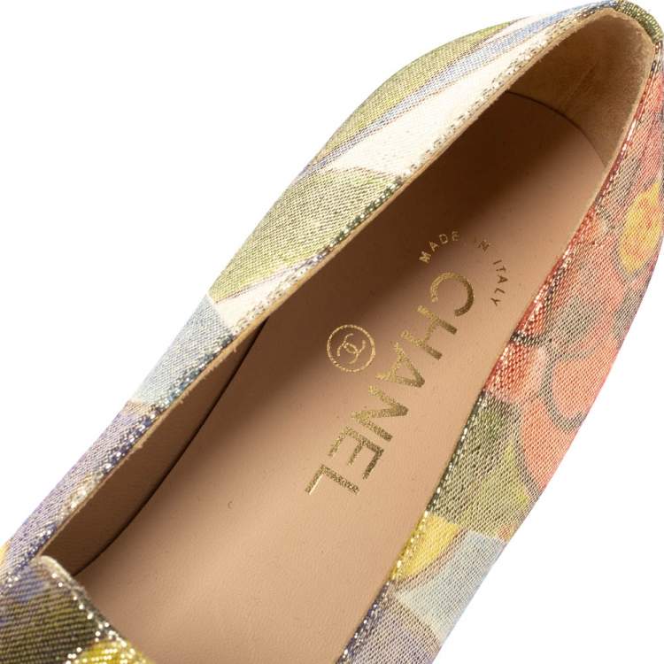 Pre Owned Chanel Multicolor Lurex Crepe Fabric Paris-Dubai Loafers Size 41