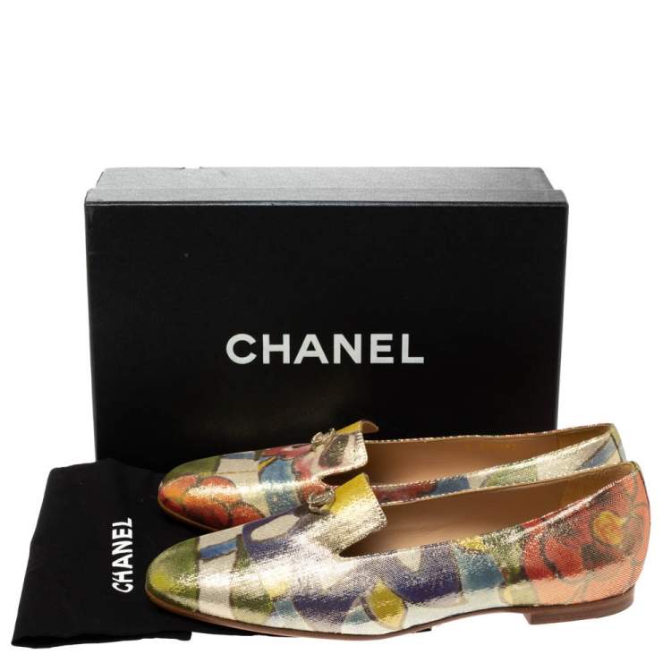 Pre Owned Chanel Multicolor Lurex Crepe Fabric Paris-Dubai Loafers Size 41