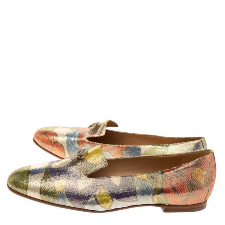 Pre Owned Chanel Multicolor Lurex Crepe Fabric Paris-Dubai Loafers Size 41