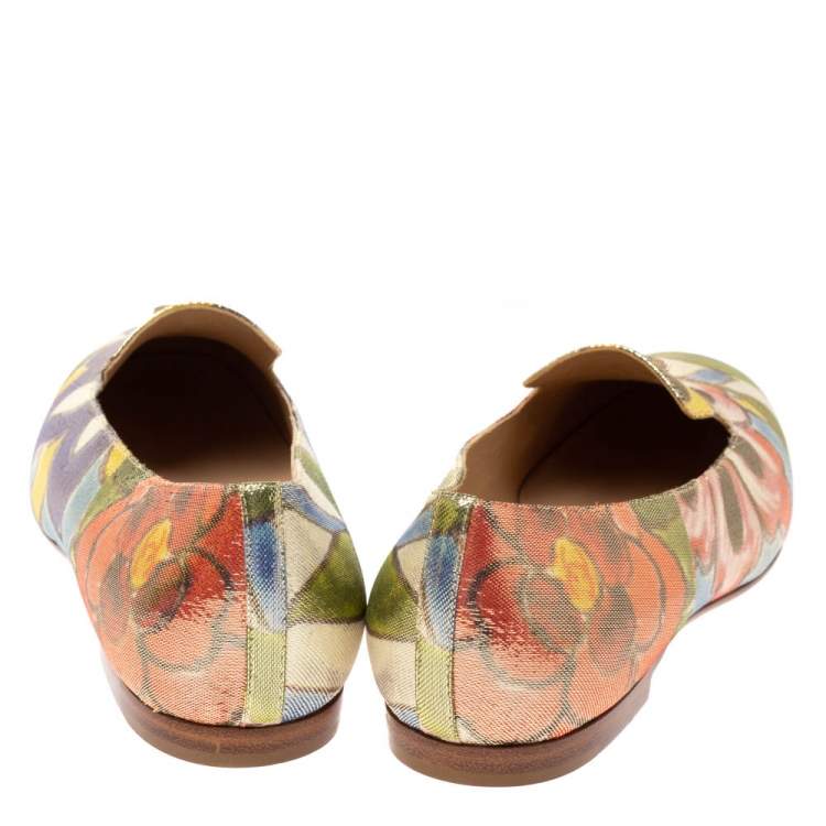 Pre Owned Chanel Multicolor Lurex Crepe Fabric Paris-Dubai Loafers Size 41