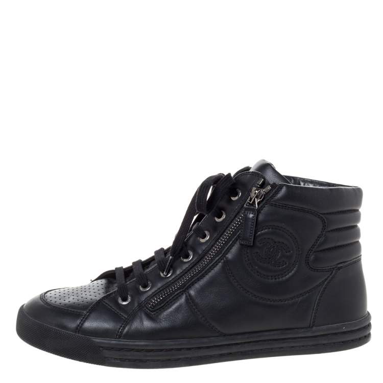 black chanel high top sneakers