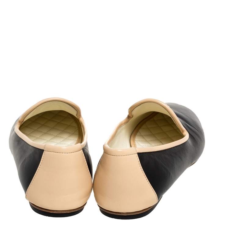 Pre Owned Chanel Black Leather CC Smoking Slippers Size 37.5