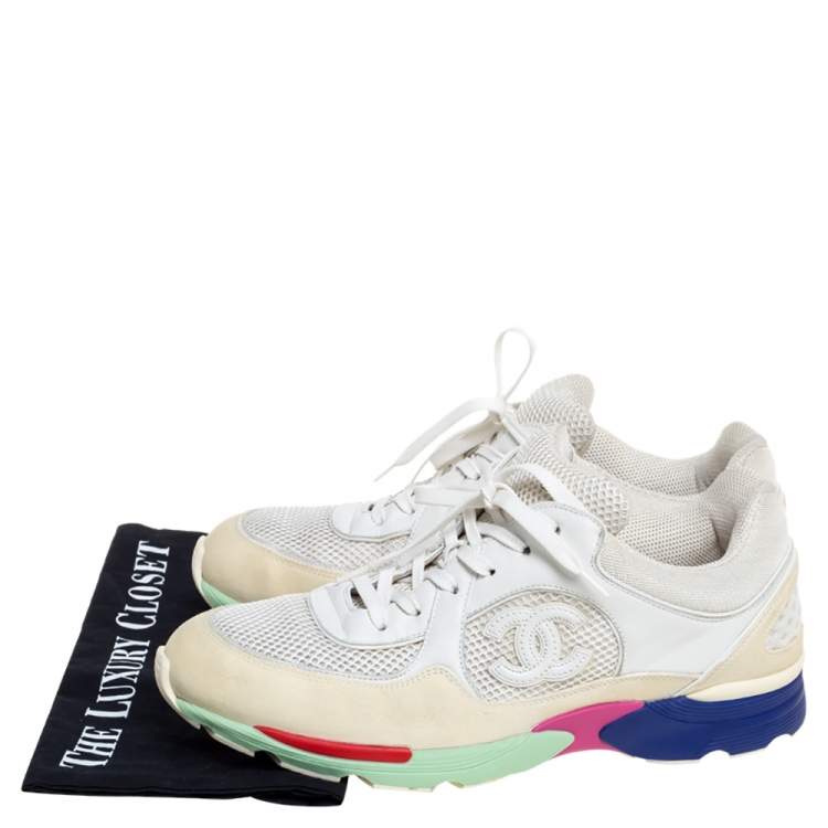 Pre Owned Chanel Multicolor Mesh, Suede and Leather CC Sneakers Size 42