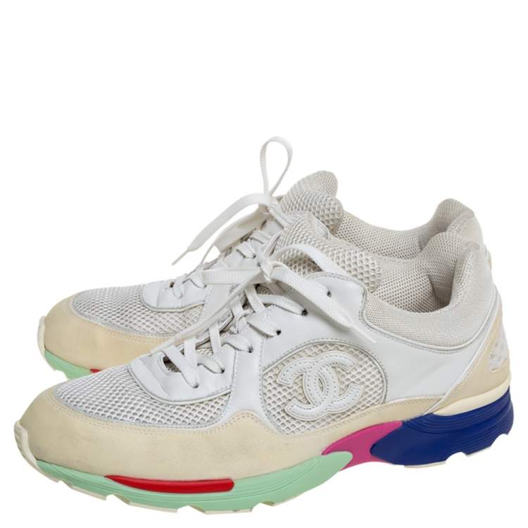 Pre Owned Chanel Multicolor Mesh, Suede and Leather CC Sneakers Size 42