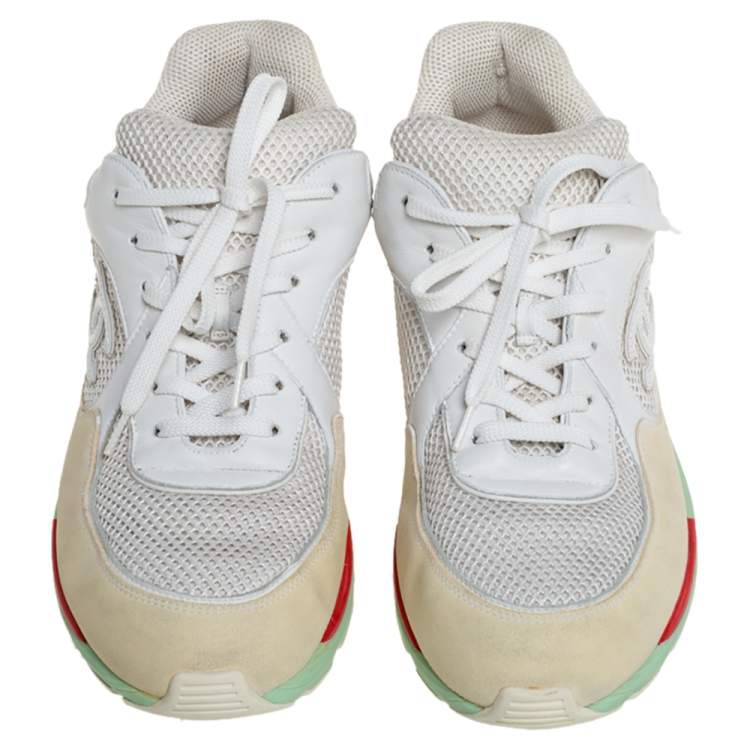 Pre Owned Chanel Multicolor Mesh, Suede and Leather CC Sneakers Size 42