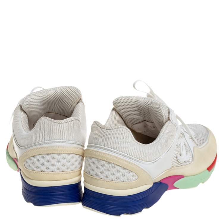 Pre Owned Chanel Multicolor Mesh, Suede and Leather CC Sneakers Size 42