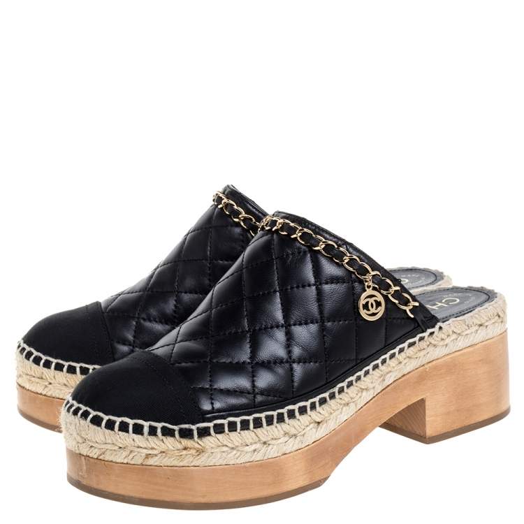 chanel quilted mules