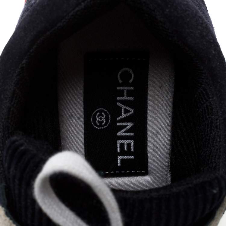 Pre Owned Chanel Multicolor Suede Leather And Fabric CC Logo Low Top Sneakers Size 36