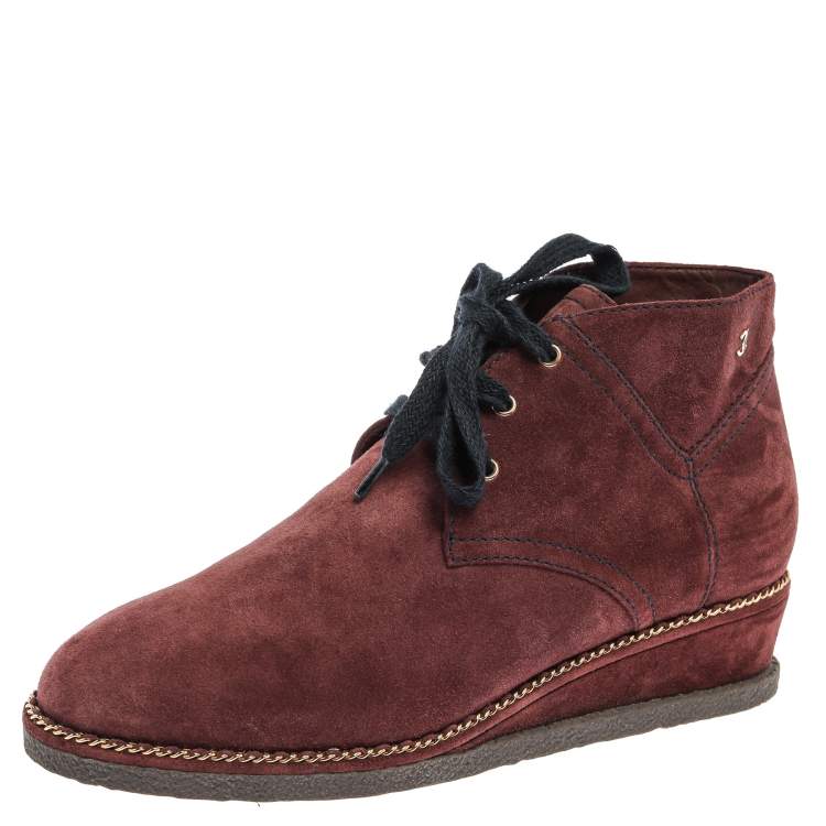 burgundy wedge ankle boots