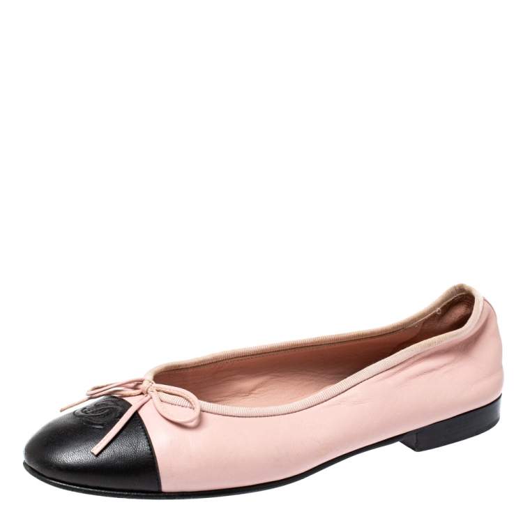 Chanel Pink CC Cap Toe Flat Ballerina 38 – The Closet