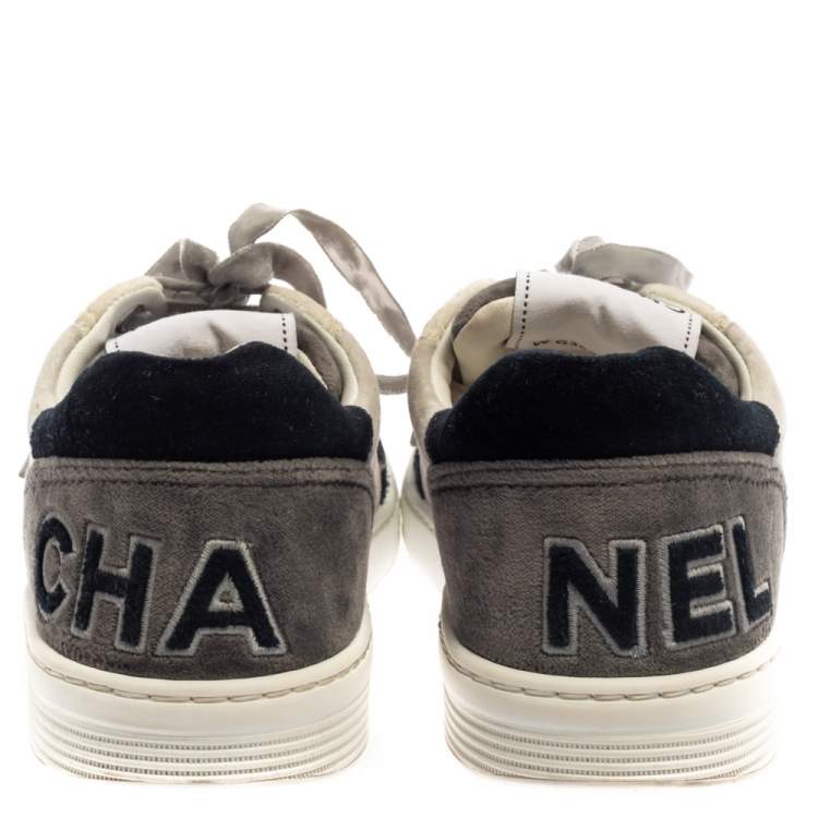 مملوكة مسبقًا Chanel Multicolor Velvet Logo Sneakers Size 39.5