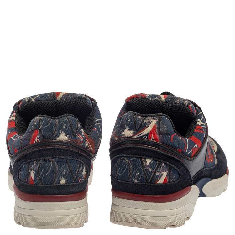 Pre Owned Chanel Multicolor Canvas and Suede Heart Low Top Sneakers Size 36