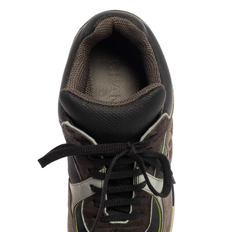 Pre Owned Chanel Multicolor Leather And Suede CC Sneakers Size 36