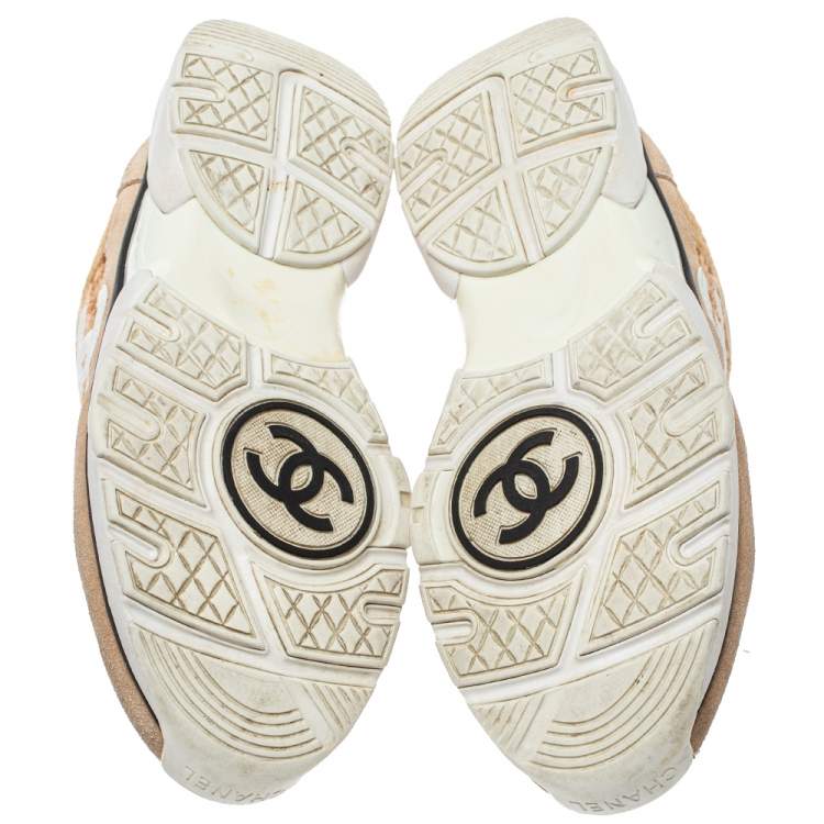 Pre Owned Chanel Multicolor Fabric, Nylon And Suede Low Top CC Sneakers Size 39